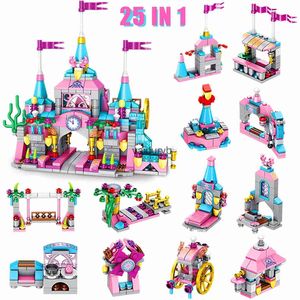 Bloques Princess Castle Kit de construcción de juguetes 573 PCS Juguetes de construcción 25 en 1 Ladrillos de construcción creativos de aprendizaje Juego de castillo rosa Toysvaiduryb