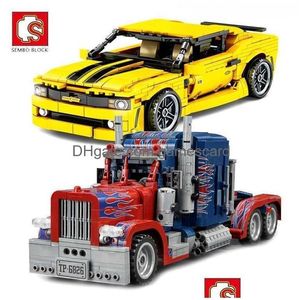 Blocs Sembo City Super Racing Car Vehicle Building Creator Heavy Truck Lorry Expert Bricks Set Modèles Enfants Enfants Jouets Drop Delive Dhqc1