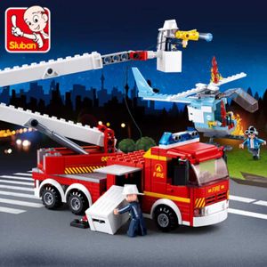 Bloques Sluban juguetes de bloques de construcción bombero de la ciudad 394 Uds ladrillos B0627 plataforma elevadora camión de bomberos compatible con marcas líderes 240120