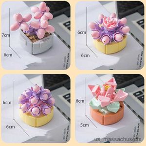 Blocs Succulent Flower Artificial Plant Blocys Bloods Set pour la maison ou le bureau compatible avec les kits de construction de fleurs IDEA GADEAU R230817