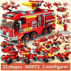 Bloques ToylinX estación de bomberos modelo bloques de construcción camión bombero ciudad ladrillos juguetes educativos para niños regalo R231109