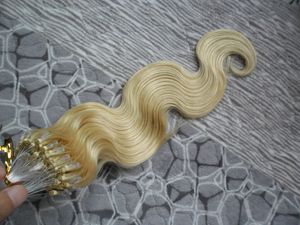 Rubio Brasileño Body Wave Micro Loop Extensiones de cabello humano Color Rubio Micro Loop Anillo Hair Resaltado Color Remy Pein 1g / Strand