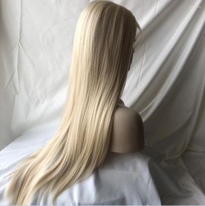Blond 13x4 Lace Lace Front Perruque Ash Blanc Remy Brésilien Brésilien Pernes de cheveux droits longs Épais Full densité pour les femmes