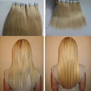 Cinta brasileña rubia del pelo en extensiones del cabello humano 100g 40pcs cinta adhesiva de la extensión del pelo de la trama de la piel