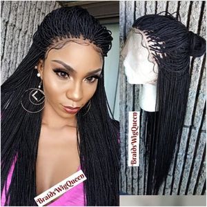 Blonde / Marron / Noir Couleur Twist Tressé Lace Front Perruque avec BabyHair Fibre Synthétique Perruques Épais Pleine Main Micro Havana Tresses Cheveux