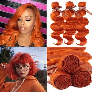 Blonde orange brésilien Brésil Wave Hair tisser les paquets orange vague de corps humain extension de cheveux humains 8-28 pouces 100% Remy Hair Livraison gratuite