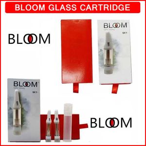 Bloom Glass Atomiseur Bobine en céramique Chariots à sauce Premium Cartouches de stylo Vape 0,8 ml 1,0 ml Réservoir vide pour vaporisateurs à cartouche d'huile épaisse à filetage 510 avec emballage en boîte