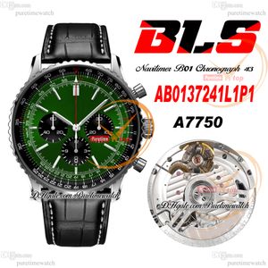 BLS Navitimer B01 ETA A7750 Cronógrafo automático Reloj para hombre Green Stick Dial Correa de cuero negro AB0137241L1P1 Super Edition Reloj Hombre Relojes Puretime K11