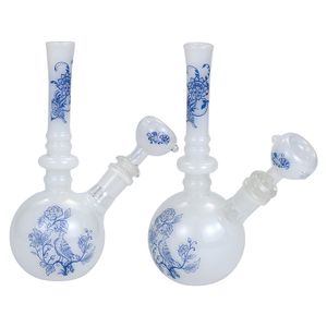 Narguilé à eau en porcelaine bleue et blanche, style chinois, verre à fumer coloré, plate-forme pétrolière, tuyau de bang style A