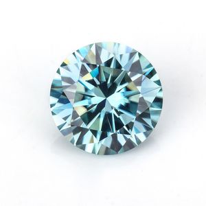Piedras preciosas sueltas de moissanita redondas de Color azul, 1ct (6,5mm), joyería de diamantes de claridad VVS, Material DIY, corte de corazones y flechas