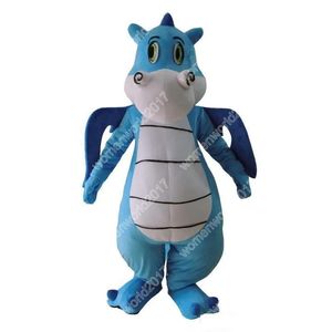 Disfraz de mascota de dragón azul, traje de personaje de dibujos animados de simulación, traje de talla adulta, traje unisex de cumpleaños, Navidad, Carnaval, disfraz