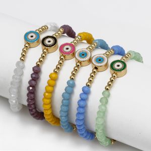 Bracelets bleu mauvais yeux brins de perles pour femmes dame fermoir mousqueton en métal doré bracelet à breloques réglable bracelets de conception de mode perles en résine bijoux à main cadeaux
