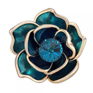 Broche de flor azul para mujer, alfiler de cristal esmaltado de alta gama, alfileres de Laple, broches de fiesta de boda lujosos, accesorios