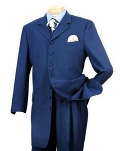 Blue Long Groom Tuxedos Noch Lapel Groomsmen Mens Wedding Dress Excellent Man Jacket Blazer 3 Piece Suit (Veste + Pantalon + Gilet + Cravate) 1684
