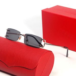 Gafas de sol de diseñador para hombre azul para mujer Hombre C Decoración Gafas de sol con montura de alambre Sin montura UV400 Hombres tallados Carti Gafas Gafas al aire libre Gafas de viaje de verano