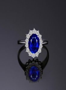 Blue Sapphire Engagement 925 Sterling Silver Ring Wedding Bijoux Desinger Rings89107768254684