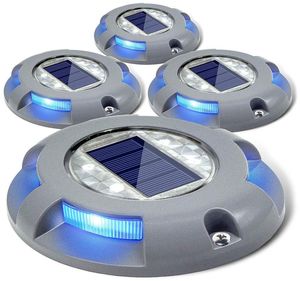 Luces solares azules para cubierta, muelle de entrada, luz LED, marcadores de carretera impermeables para exteriores, para escalones, aceras, escaleras, jardines, caminos de tierra, patio 9370491