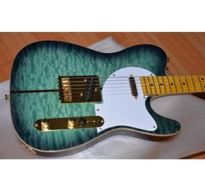 Azul Sunburst Acolchado Maple Top Merle Haggard Tuff Dog TL Guitarra Electric Maple Teck Diftonboard String Thru Body Gold HA5287726