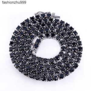 Blues – collier hip hop en acier inoxydable, bijoux OEM, chaîne de tennis en zircon noir de 4mm, pour bijou de fête, vente en gros