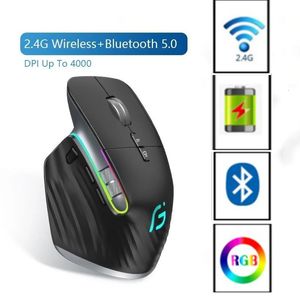 Bluetooth 24g Mouse sans fil rechargeable 12 couleurs RGB LED Gaming Ergonomic Mice for Gamer Computer ordinateur iPad 240419