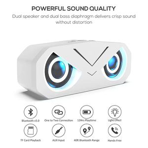 Altavoces bluetooth 5,0 Move Portable HiFi Bass Caja de sonido inalámbrica Super Long Endurace LED Surround Light Outdoor Dual Horn Stereo Surround Compatible con radio tf Hifi Bass