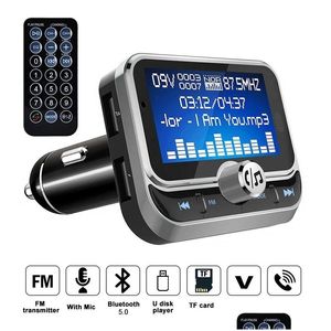Kit de voiture Bluetooth Transmetteur FM créatif avec télécommande 1,8 LCD Lecteur MP3 Double chargeur USB Modateur mains Drop Delivery Mobile Dhkv8