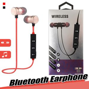 Auriculares Bluetooth Auriculares inalámbricos con micrófono Llamadas Auriculares de música Auriculares deportivos magnéticos estéreo para teléfonos inteligentes iOS Android con paquete plano