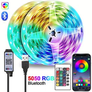 La bande LED Bluetooth SMD5050 contrôle le téléphone portable les néons et la glace avec 24 touches utilisées pour la décoration de la chambre à coucher, le rétroéclairage de la télévision DC 231025