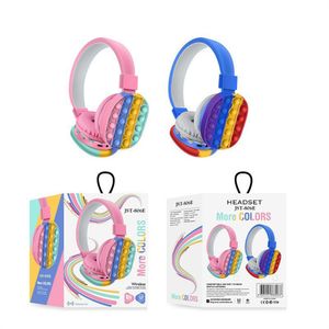 Auriculares inalámbricos Bluetooth en la oreja con Pop Bubbles Silicone Rainbow Auriculares Coloridos Auriculares estéreo para juegos para teléfono móvil Tablet PC Plegable Ajustable