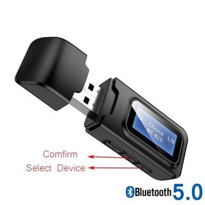 Bluetooth usb5 0 wireless adapter LCD display audio transmitter aux receiver 2 in 1 transceiver