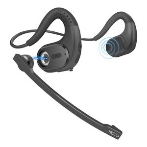 Bluetooth avec microphone amovible, casque sans fil antibruit pour téléphones, ordinateurs portables, PC, écouteurs ouverts pour réunion de bureau, course à pied