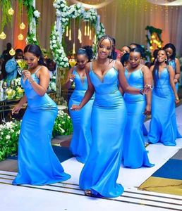Royal Blue Africa Vestidos de dama de honor 2022 Otoño Vestidos de dama de honor Pliegues formales Vestido de invitados de boda vestido de novia Escote transparente negro