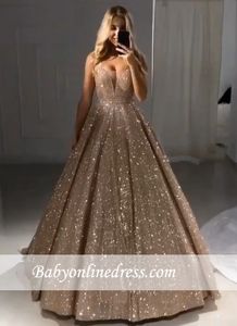 Bnling bling sexy dubaï arabe nouvelle mode robes de bal de mode longues paillettes paillettes de train de soirée robes de soirée