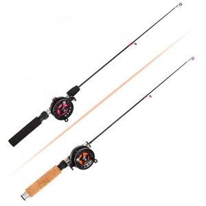 Cañas de pescar para barcos 60 cm 62 cm 65 cm Caña de pescar de invierno y carrete Mango antideslizante Mini Cañas de pescar telescópicas para camarones Rueda giratoria Equipo de pesca en hielo J230211