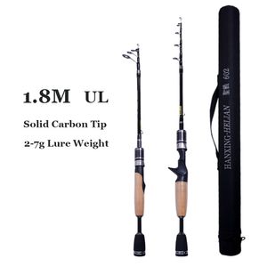 Boat Fishing Rods Carbon Telescopic UL Fishing Rod pole 1.8m 2g-7g Ultralight Portable Travel Spinning Casting Rods with Rod Bag for Trout Pike 230603
