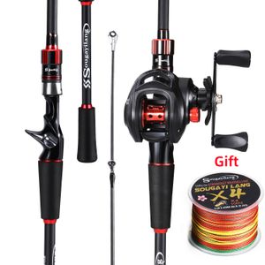 Cannes à pêche en bateau Sougayilang Casting Reel and Rod Set 18m 21m Leurre en fibre de carbone Max Drag 8kg pour Bass Pike Trout Tackle 230522