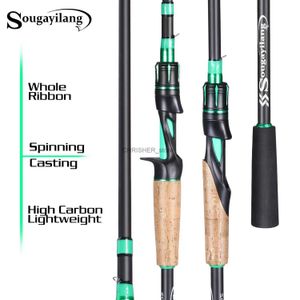 Boat Fishing Rods Sougayilang Spinning Casting Fishing Rod 1.8/2.1m Rod 4 Sections Carbon Body Rod Cork and EVA Handle ABS Reel Seat Fishing RodL231223