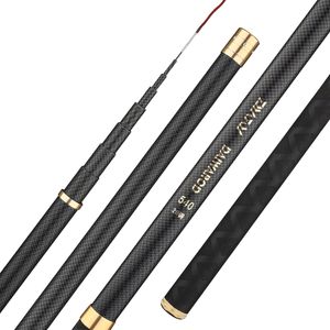 Varillas de pesca en bote Estilo Varilla de pesca súper ligera 98% Alta fibra de carbono Telescópico Mango negro Pole 2.7m-10m Varina de carpa de viaje 230324