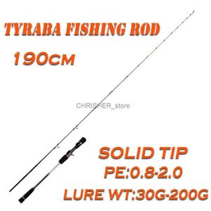 Rodons de pêche en bateau Tyrabafishingrod coulant canne à pêche Pole 1,9 m de leurre WT 200g Système de guidage de billette à tige solide pour Tai Rubber Fishingl231223