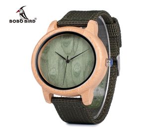 Bobo Bird WD11D12 Wood Bamboo Watch for Mens Womens Designer Watches Band Soft Nylon Band Gift Box Relogio Masculino 210304730200