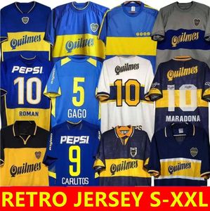 Boca Juniors Retro Soccer Jerseys Maradona ROMAN Caniggia RIQUELME 1997 2002 PALERMO Football Shirts Maillot Camiseta de Futbol customize personal