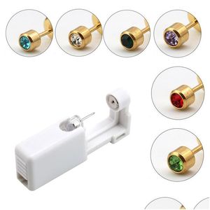 Body Arts Art Disposable Safe Sterile Ear Piercing Unit Gold Color Stone Cartilage Gun Piercer Tool Stud Jewelry Drop Delivery Healt Dhq16