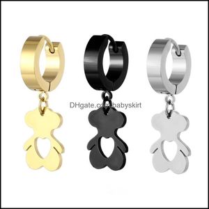 Body Arts Piercing Jewelry Dangle Bear Earring Hoops Pendientes de aro de acero de titanio para hombres y mujeres Drop Delivery 202 Topscissors Dhbjp