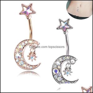 Body Arts Venta al por mayor 50 unids / lote Moon Star Style Belly Button Piercing Studs Joyería de ombligo de acero de titanio para salón y pastel Topscissors Dhr9E