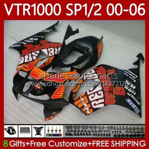 Kit de carrosserie Repsol plat pour HONDA VTR1000 RTV1000 RC51 2000-2006 Carrosserie 123No.8 SP1 SP2 VTR 1000 00 01 02 03 04 05 06 VTR-1000 2000 2001 2002 2003 2004 2005 2006 Carénage