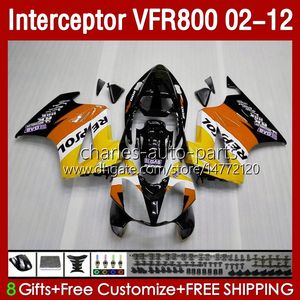 Cuerpo para HONDA Interceptor VFR 800RR 800 VFR800 RR CC Nuevo Repsol VFR800RR 02 2002 2003 2004 2005 2006 2007 129No.110 800CC 02-12 Carrocería VFR-800 08 09 10 11 12 Carenado