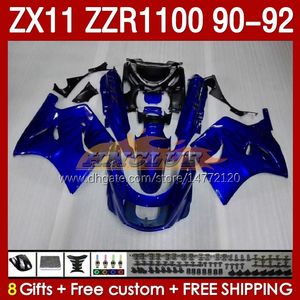 Carénages ABS bleu noir Kit Pour KAWASAKI NINJA ZX 11 R 11R ZZR-1100 ZX11 R ZX-11R 1990 1991 1992 Carrosserie 164No.2 ZZR 1100 CC ZX-11 R 90-92 ZZR1100 ZX11R 90 91 92 Carénage