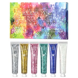 Body Glitter Visage corps paillettes Gel 6 couleurs visage corps paillettes paillettes Gel ensemble longue durée cheveux étincelants ongles maquillage Festival paillettes 231006