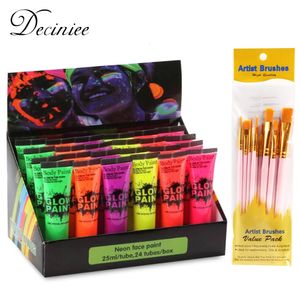 Body Paint 624 pièces peinture corporelle néon Fluorescent fête Festival Halloween Cosplay maquillage outils de fête enfants peinture pour le visage UV lueur peinture 230919