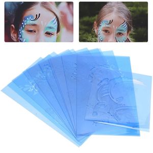 Peinture corporelle 91012pcs modèle de peinture de visage PET pochoirs de peinture de visage réutilisables pour Halloween fête de noël outils de conception de moule de maquillage de corps 230703